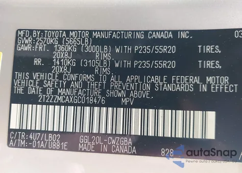 2016 Lexus Rx 350 from USA, damaged, VIN 2T2ZZMCAXGC018476